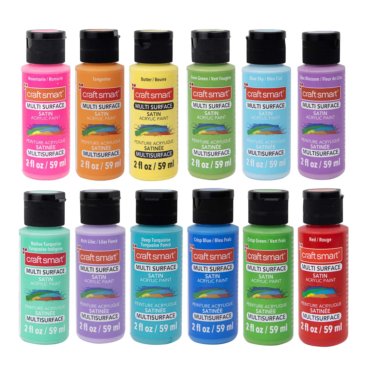 6 Packs: 12 ct. (72 total) Bright Colors Premium Satin Acrylic Set by Craft Smart®